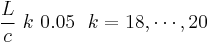 \frac{L}{c}\ k\ 0.05\ \ k=18,\cdots ,20