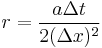 r = \frac{a \Delta t}{2 (\Delta x)^2}