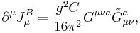 \partial^\mu J_\mu^B = \frac{g^2 C}{16\pi^2} G^{\mu\nu a} \tilde{G}_{\mu\nu}^a,