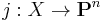 j�: X \to \mathbf P^n