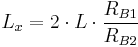 L_x = 2 \cdot L \cdot \frac{R_{B1}}{R_{B2}}