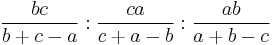 \frac{bc}{b%2B c - a}�: \frac{ca}{c %2B a-b}�: \frac{ab}{a%2Bb-c}