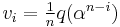 \textstyle v_i=\frac{1}{n}q(\alpha^{n-i})