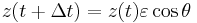 z(t%2B\Delta t) =  z(t) \varepsilon \cos \theta