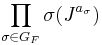 \prod_{\sigma\in G_F}\sigma(J^{a_\sigma})