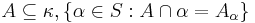  A \subseteq \kappa, \{\alpha \in S: A \cap \alpha = A_\alpha\} 