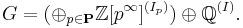 G = (\oplus_{p \in \mathbf P} \mathbb Z[p^\infty]^{(I_p)}) \oplus \mathbb Q^{(I)}.