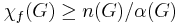 \chi_f(G)\ge n(G)/\alpha(G)