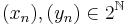 (x_n),(y_n)\in 2^\mathbb{N}