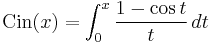 {\rm Cin}(x) = \int_0^x\frac{1-\cos t}{t}\,dt