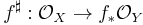 f^\sharp: \mathcal{O}_X \to f_* \mathcal{O}_Y