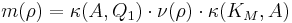 m(\rho) = \kappa(A,Q_1)\cdot\nu(\rho)\cdot\kappa(K_M,A)