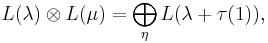  L(\lambda) \otimes L(\mu) = \bigoplus_\eta L(\lambda %2B \tau(1)),