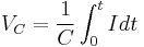 
V_C = \frac{1}{C}\int_{0}^{t}Idt
