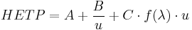  HETP = A %2B \frac{B}{u} %2B C \cdot f( \lambda ) \cdot u 