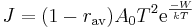 J = (1-r_{\mathrm{av}}) A_0 T^2 \mathrm{e}^{-W \over k T}