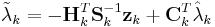 \tilde{\lambda}_k =  -\textbf{H}_k^T \textbf{S}_k^{-1} \textbf{z}_k %2B \textbf{C}_k^T \hat{\lambda}_k