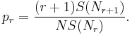 p_r = \frac{(r%2B1) S(N_{r%2B1})}{N S(N_r)}.