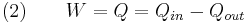  \text{(2)} \qquad W = Q = Q_{in} - Q_{out} 