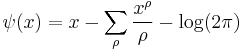 \psi(x) = x - \sum_{\rho} \frac{x^\rho}{\rho} - \log(2\pi)