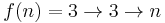 f(n) = 3 \rightarrow 3 \rightarrow n \!