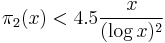  \pi_2(x)  <  4.5  \frac {x}{(\log x)^2}