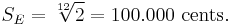  S_E = \sqrt[12]{2} = 100.000 \ \hbox{cents}. 