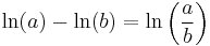 \ln(a) - \ln(b) = \ln\left(\frac{a}{b}\right)