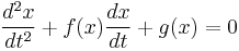 {d^2x \over dt^2}%2Bf(x){dx \over dt}%2Bg(x)=0