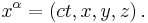 x^\alpha = (ct, x, y, z) \,.