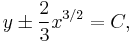  y\pm\frac{2}{3}x^{3/2}=C,