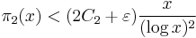 \pi_2(x)<(2C_2%2B\varepsilon)\frac{x}{(\log x)^2}