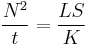 
\frac {N^2} {t} = \frac {L S} {K}
