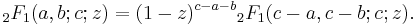 \displaystyle{}_2F_1 (a,b;c;z) =
(1-z)^{c-a-b}{}_2F_1 (c-a, c-b;c�; z).