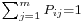 \scriptstyle{\sum_{j =1}^m P_{ij} = 1}