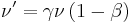 \nu' = \gamma \nu \left ( 1 - \beta \right )