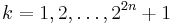 k=1,2,\ldots,2^{2n}%2B1