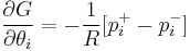 \frac{\partial{G}}{\partial{\theta_{i}}} = -\frac{1}{R}[p_{i}^{%2B}-p_{i}^{-}]