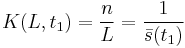 K(L,t_1) = \frac{n}{L} = \frac{1} {\bar{s}(t_1)}