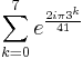 \sum_{k=0}^7 e^\frac{2i\pi 3^k }{41}