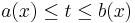 a(x)\leq t\leq b(x)\,