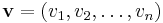 \bold{v}=(v_1,v_2,\ldots,v_n) \, 