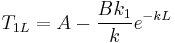 T_{1L}=A-\frac{Bk_1}{k}e^{-kL}