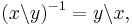 (x \backslash y)^{-1} = y \backslash x,