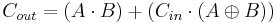 C_{out} = (A \cdot B) %2B (C_{in} \cdot (A \oplus B))