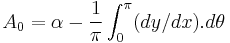 A_0 = \alpha - \frac {1}{\pi} \int_{0}^{\pi} (dy/dx) . d\theta