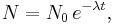 N = N_0\,e^{-\lambda t} , \,\!