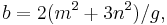 b=2(m^2%2B3n^2)/g, \,