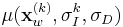 \mu(\mathbf{x}_w^{(k)}, \sigma_I^{k}, \sigma_D)