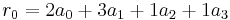 r_0 = 2a_0 %2B 3a_1 %2B 1a_2 %2B 1a_3